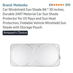 Medwoka‎ Car Windshield Sun Shade 66x35 Inch UV Protection Foldable Sunshade